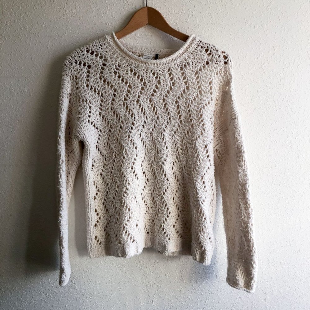 By Anthropologie White Chunky Knit Sweater Size Small